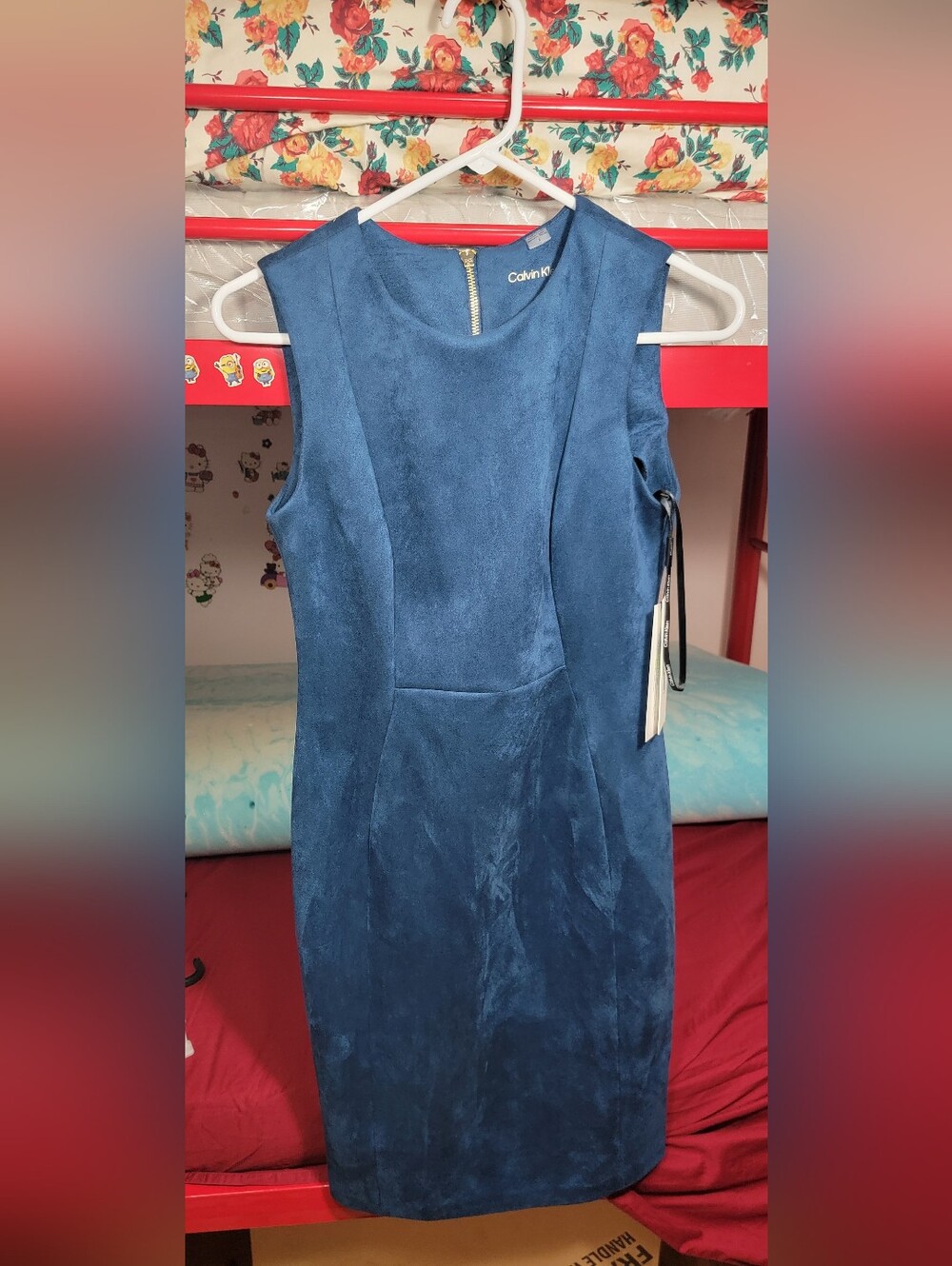 Calvin Klein Blue Sleeveless Midi Sheath Dress